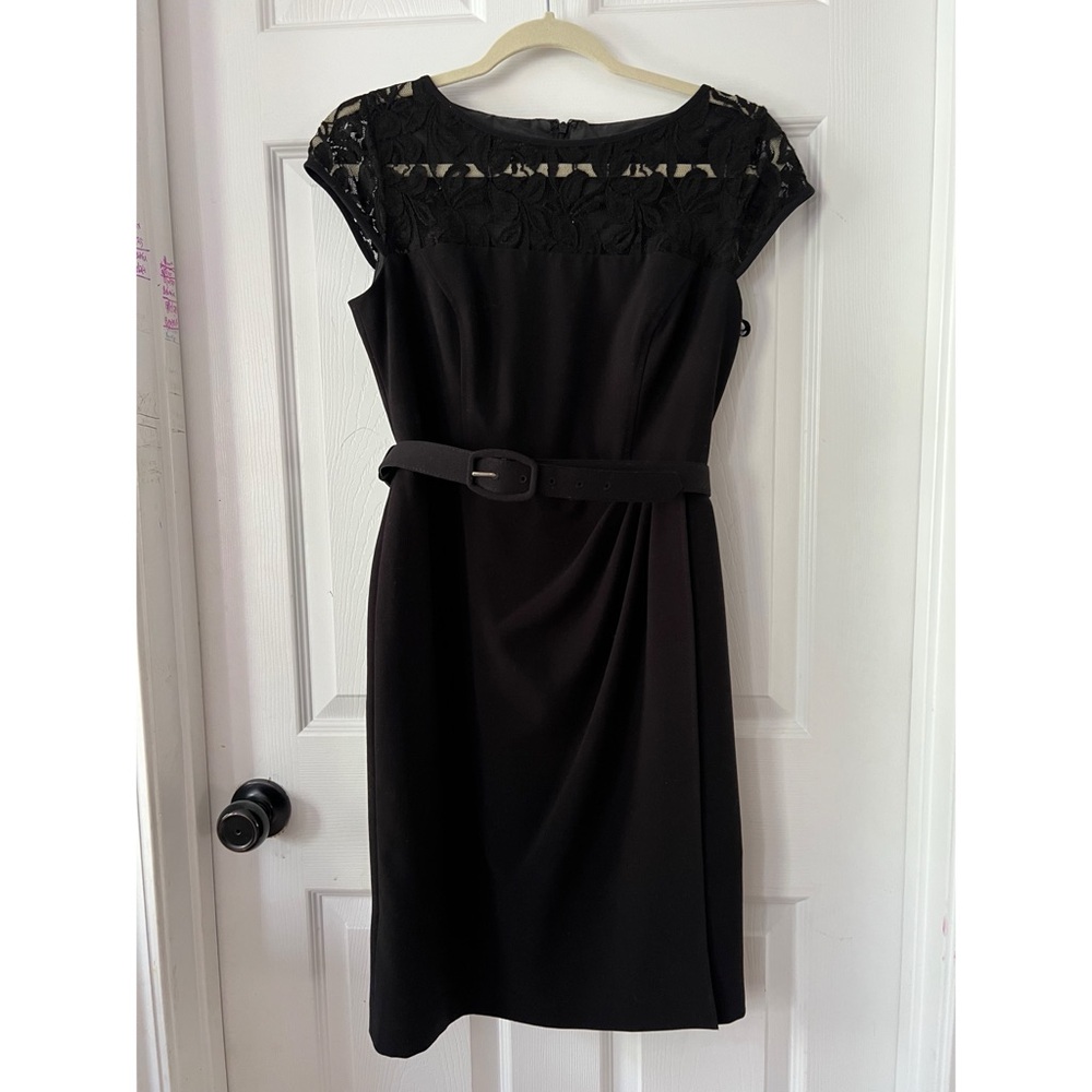 New Directions Black Midi Dress with Lace